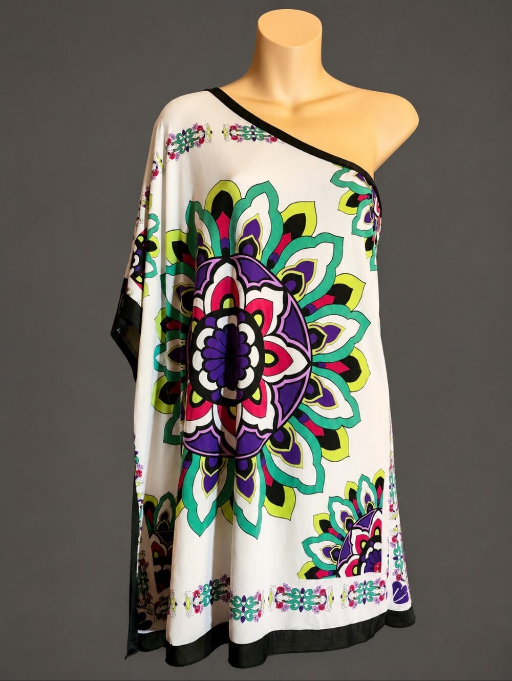 CristinaLove Beach Cover Up One Shoulder Kaftan Coverup Size L